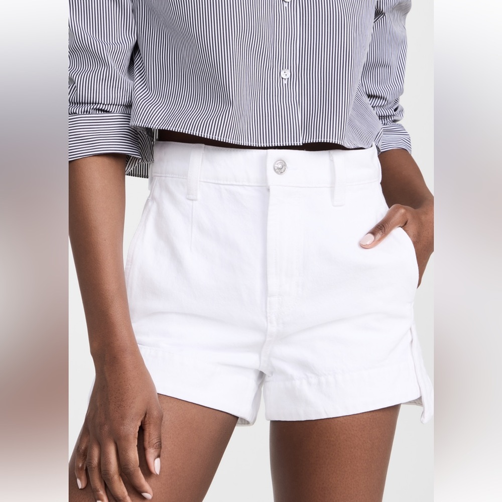 7 For All Mankind White High-Rise Jean Shorts